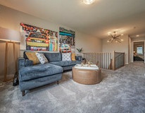 Bonus room in the Kingston showhome by Bedrock Homes in
Rocha in the Orchards, Edmonton.