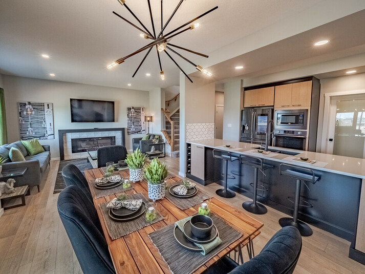 The Kingston showhome by Bedrock Homes in Rocha
in the Orchards, Edmonton.