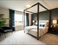 Master bedroom in the Chianti showhome by Cantiro Homes in Rocha in the
Orchards, Edmonton.