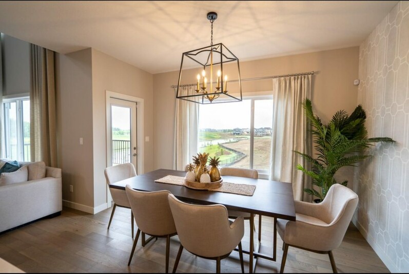 Dining room in the Chianti showhome by Cantiro Homes in Rocha
in the Orchards, Edmonton.