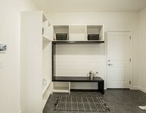 Mud room in the Isaiah showhome by San Rufo Homes in Rocha
in the Orchards, Edmonton.