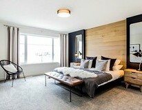 Master bedroom in the Isaiah showhome by San Rufo Homes in
Rocha in the Orchards, Edmonton.