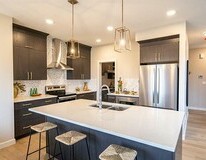 Kitchen in the Chianti showhome by Cantiro Homes in Rocha in
the Orchards, Edmonton.